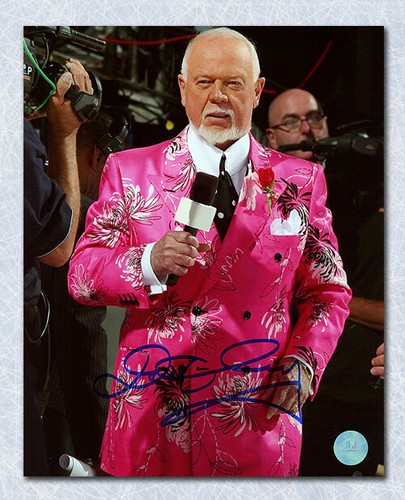 Don Cherry Hockey Night In Canada Autographed Pink Flower Suit 8x10 Photo