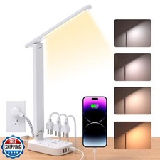 Power Strip with LED Desk Lamp, 3 Outlets 4 USB Ports 2 USBC 4 Modes 5 Level