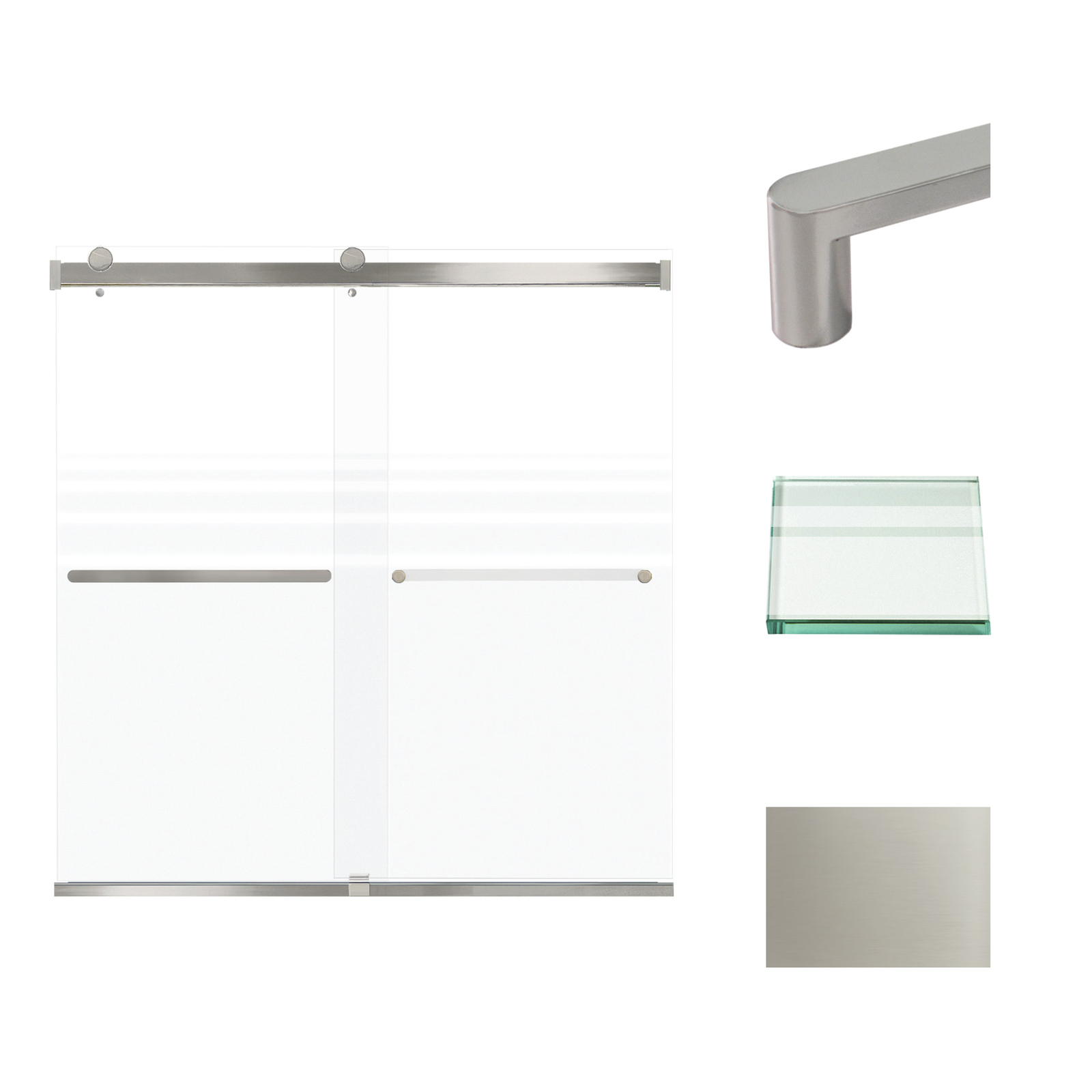 Transolid BRP606208F-R 62x60 Brushed Bypass Frameless Shower Door