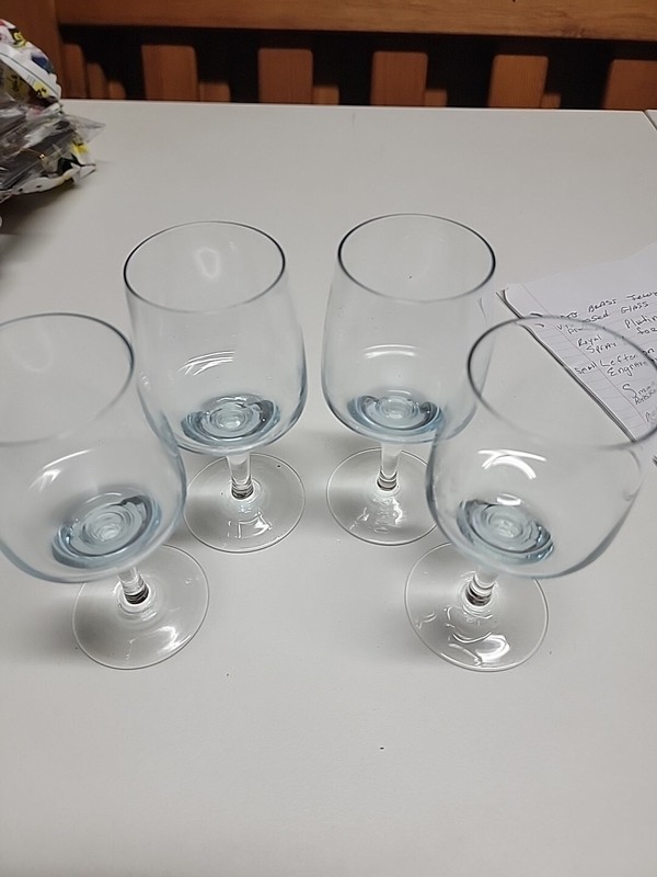 Set of 4 Vintage Sasaki Crystal Harmony Azure Blue 5" Wine Glasses Glass 1976