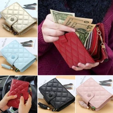 Wallet for Women Hasp Leather Bifold Purse Compact Mini Clutch Bag Card Holders