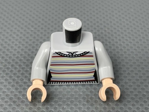 LEGO Light Bluish Gray Minifigure Torso Sweater Stripes Over White Shirt HP Part - Picture 5 of 5
