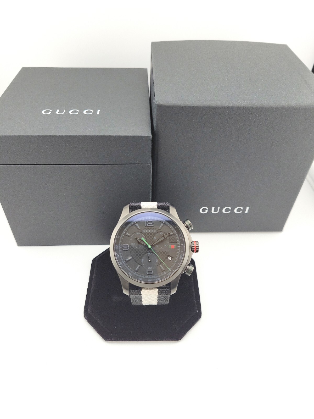 Gucci G-Timeless Chronograph 44mm Black Stainless Steel Case with 