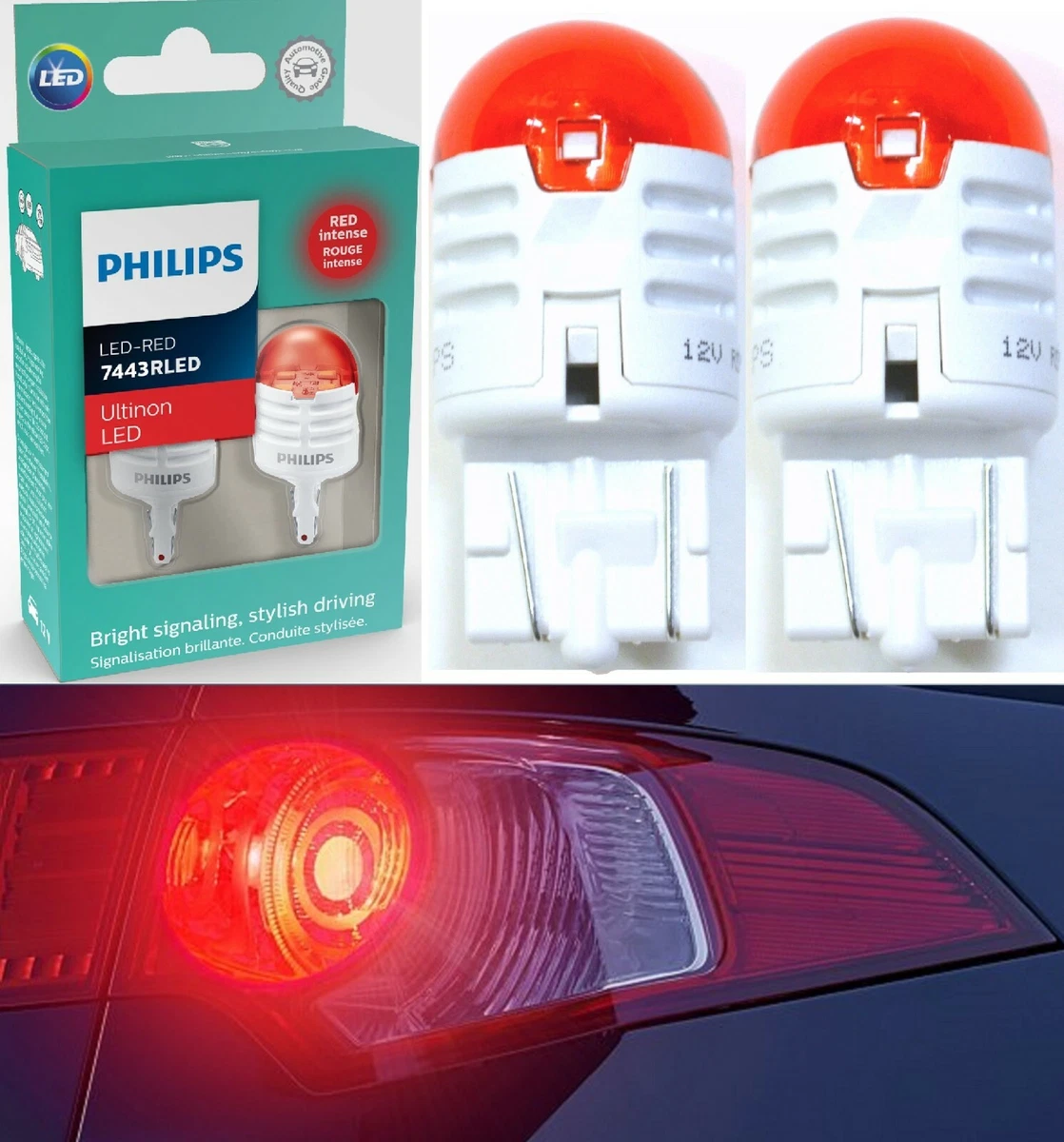 Philips Ultinon LED 7443 Miniature Automotive Signaling Bulb (Pack