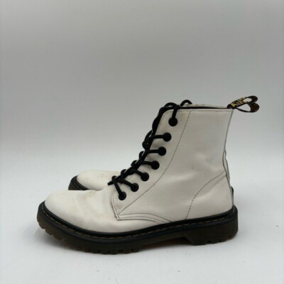 Martens Women's White Leather Luana Lace Up Combat Boots - Main Image