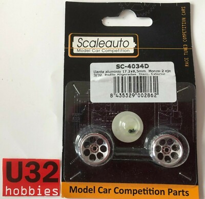 Scaleauto SC-4034D Tire 17.2x8.5mm Monza-2 Aluminum Axle 2.38mm