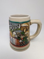 1993 St Patrick's Day Erin Go Bud Budweiser Stein - Leprechaun Mushroom 