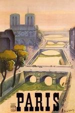 Travel to Paris France French Tourism Vintage Seine River Poster Repro FREE S/H