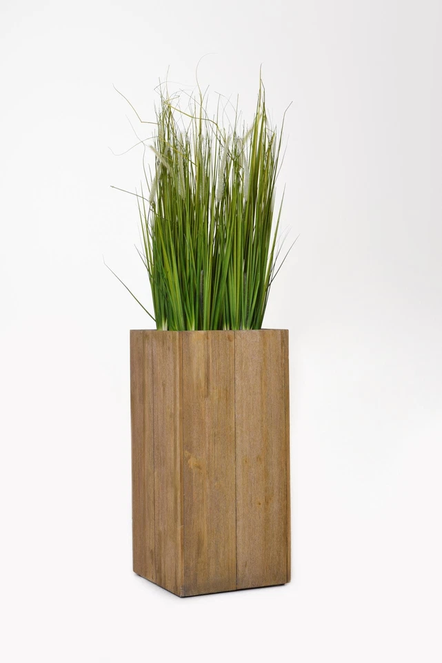 Pflanzkübel Blumenkübel Säule Pflanzsäule Holz BLOCK 70 cm hoch Braun - Bild 4 von 4