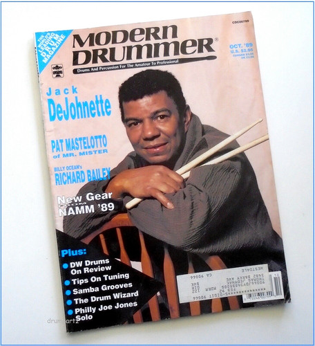 MODERN DRUMMER - Oct 1989 - JACK DeJOHNETTE + Pat Mastelotto & Richard Bailey