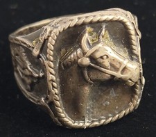 Vintage .925 Sterling Horse Ring High Relief ...