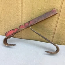 Auto Battery Carrier Lifter Tote Primitive Wood Steel 12" Vintage Man Cave Tool 