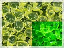 50-Piece Glass Beads, 6X9Mm, Teardrop Transparent Yellow Uranium