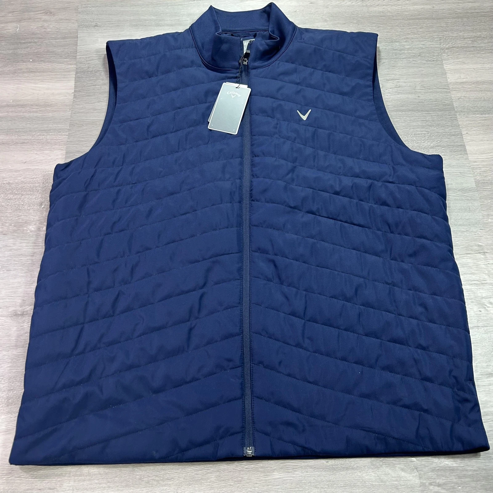 NEW Callaway Vest Mens XL Blue Quilted Insulated Golf Full Zip CGVFE0D8