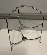 VINTAGE ART DECO FOLDING CAKE / PLATE STAND - OLDE HALL STAYBRITE STEEL 