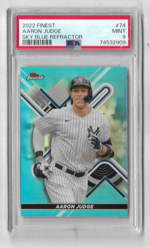 Aaron Judge 2022 Topps Finest #74 Sky Blue Blue Refractor /300 PSA 9 MINT