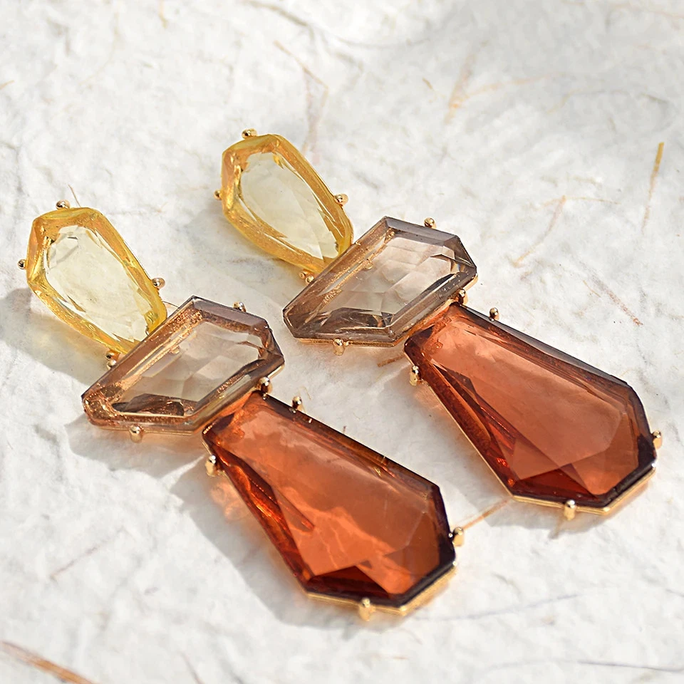 Acrylic Geometric Drop Earrings Women Classic Dangle Bohemian Party Jewelry. - Image 2 of 4