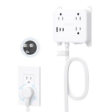 TROND 360 Rotating Plug Flat Power Strip, 3FT Short Extension Cord 3FT, White