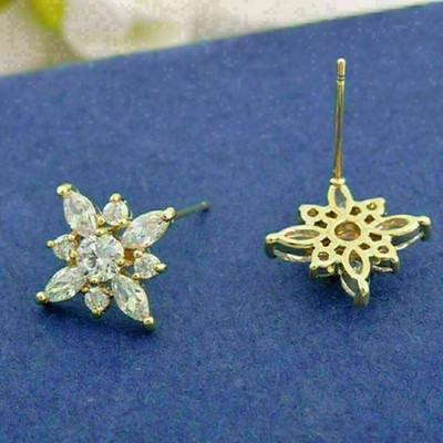 14K Yellow Gold Plated In 2Ct Round Cut Simulated Diamond Stunning Stud Earring