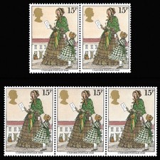 VINTAGE Unused stamps 1979 : 5 * QEII 15p. 'Woman and Young Girl with Letters'