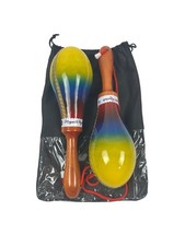 Maracas Prof. Leather Salsa Model W/Colors Of Colombia Ecuador Venezuela Flags