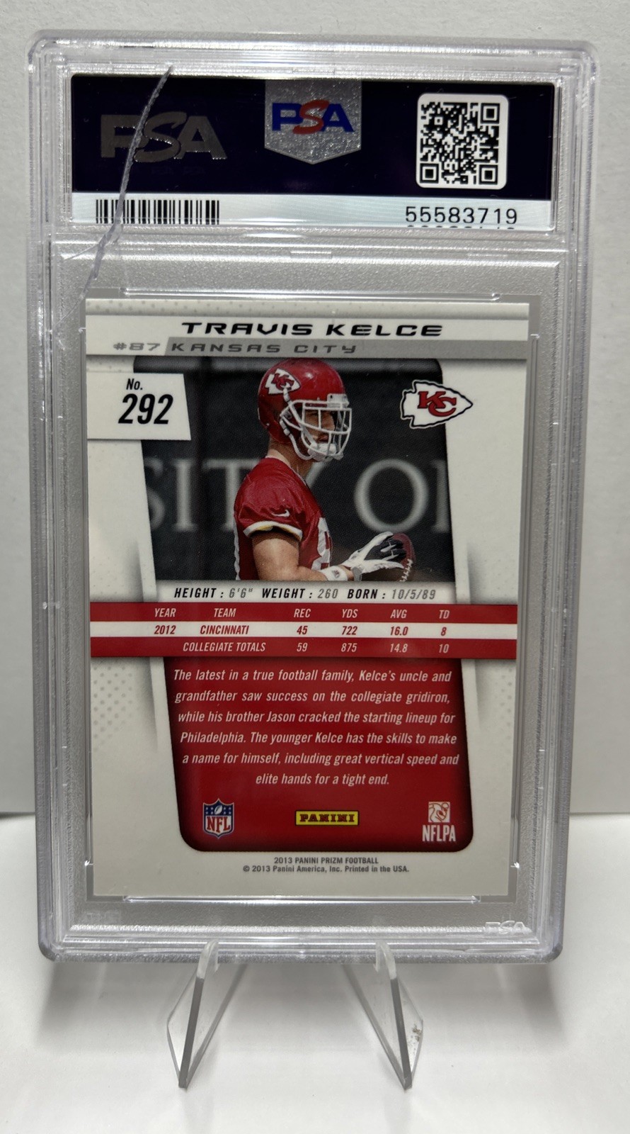 Travis Kelce 2013 Panini Prizm Rookie RC #292 PSA 9 MINT CRACKED CASE LOOK! view 5