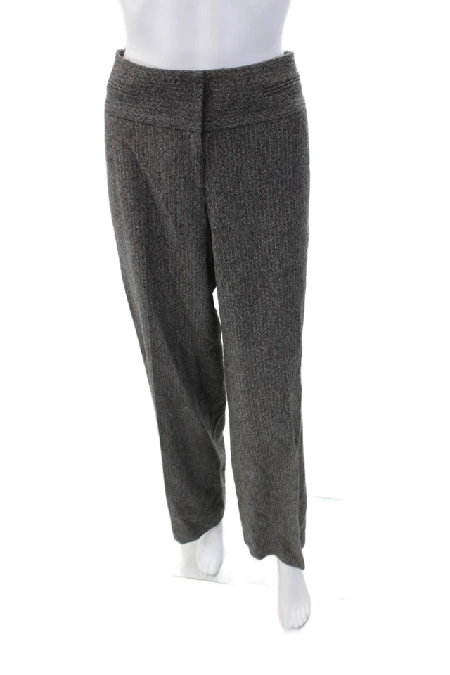 Pantalones rectos Classiques Entier para mujer de lana con cremallera tiro medio gris talla 6 Foto 2 de 4