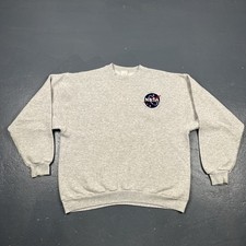 Vintage 90s NASA Crewneck Sweatshirt Grey XL USA Made VTG Casual Space