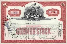 Childs Company 1955 New York Hotel Restaurant Samuel Child Sonesta 100 Shares