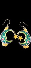 Dangle Moon Face And Stars Earrings