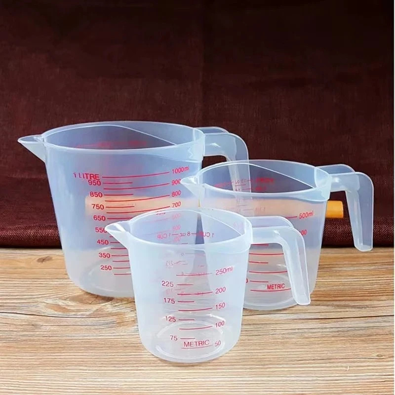 3Pcs Measuring Cups Set 250/500/1000ml Plastic Liquid Measuring Beaker Baking