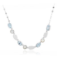 Cavill Silbercollier 1,933Ct Topas Himmelblau Oval 925 Sterling Damen