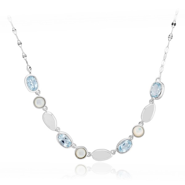 Cavill Silbercollier 1,933Ct Topas Himmelblau Oval 925 Sterling Damen-image