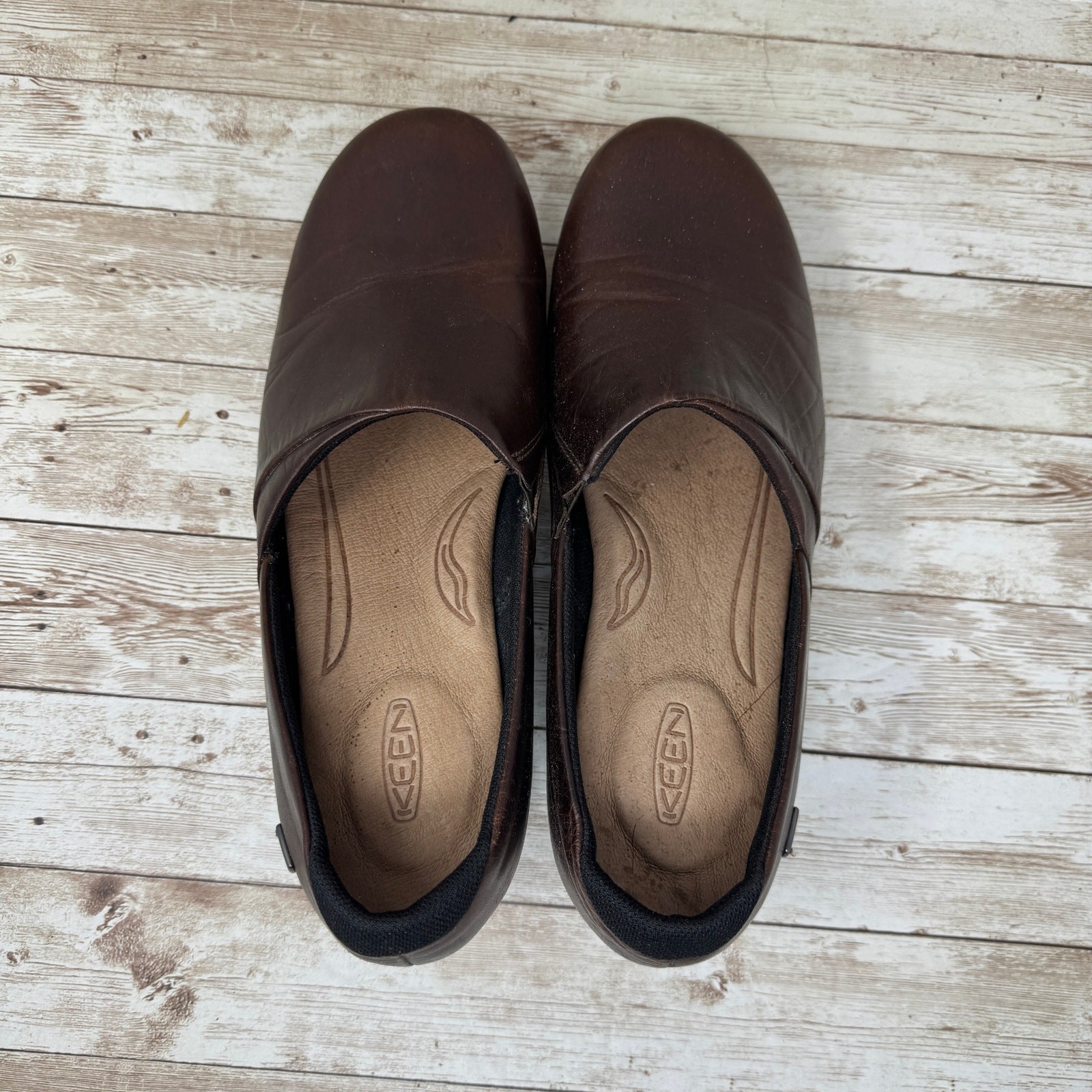 Zoccoli professionali KEEN Mora 1014009 pelle marrone slip on scarpe donna taglia 10