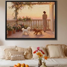 Bichon Frise Dog Portrait Canvas Print Oil Painting Wall Art Living Room Decor