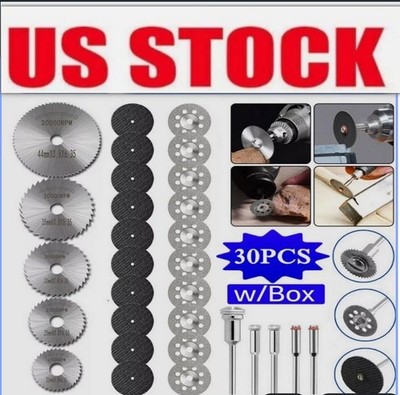 30Pcs Cutting Wheel Set Drill for Dremel Rotary Tool Accessories w/ 1/8'' Mandrel
