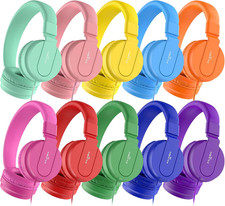 Classroom Headphones Bulk 10 Pack - Kids Headphones for School K-12 Student, 93D