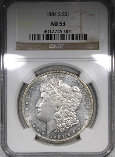 1884-S Morgan Dollar NGC AU53 Flashy Key Date $1 Circulated