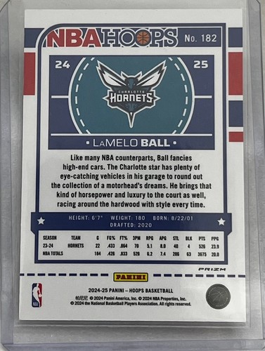 Tarjeta de baloncesto LaMelo Ball 2024-25 Panini invierno NBA aros #182 Hornets - Imagen 2 de 2