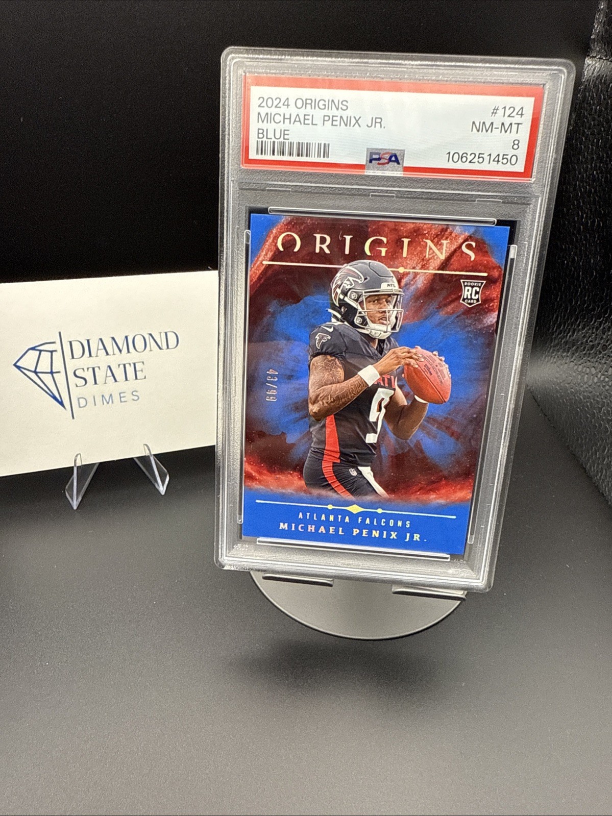 2024 PANINI ORIGINS BLUE #124 MICHAEL PENIX JR. ROOKIE RC 38/99 PSA 8