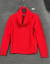 89th & Madison Ribbed Cowl Neck Sweater Womens Size M Red Long Sleeve Casual 
