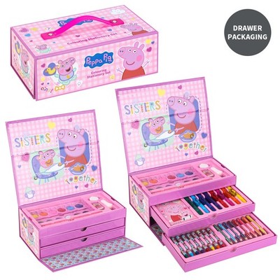 Peppa Pig 52tlg Farbwerkzeugkasten Koffer Kunst Bastelset Schreibwaren Pink Evie Mädchen