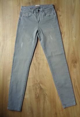Esprit Jeans Slim W32 L30 XS Damen Stretch Jeanshose grau Used Look neuw.