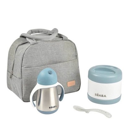 BEABA & Childhome Blue/Grey On-The-Go Meal Set