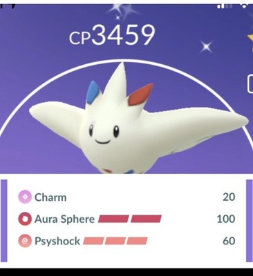  Shiny Max Level 50 Legacy Togekiss  Pokémon 2 Charge,  Pvp Trade  Pkmn Go 