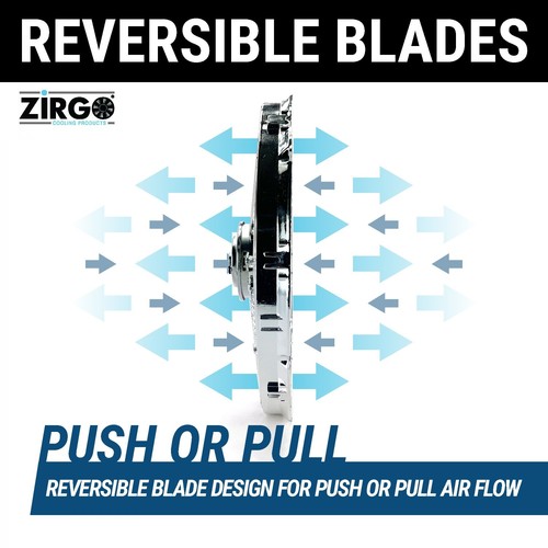 9" Zirgo 839 fCFM High Performance Black Straight Blade Radiator Cooling Fan 12V - Picture 6 of 17