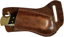 Custom Leather Sheath for Buck 110 or 112. Water Buffalo Antique Brown Leather.
