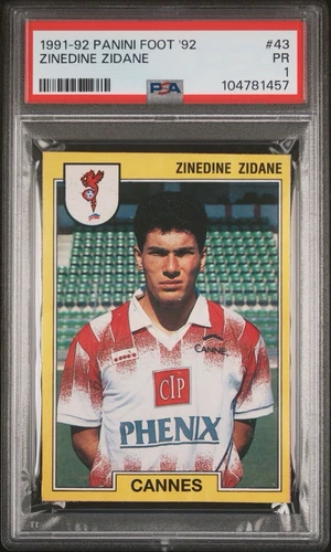 1991 Panini Foot Stickers Zinedine Zidane #43 PSA 1 RC GOAT
