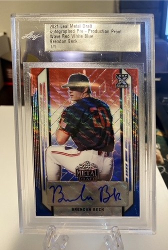 Brendan Beck 2021 Leaf Metal Baseball Encased Auto 1/1 Proof RC Yankees