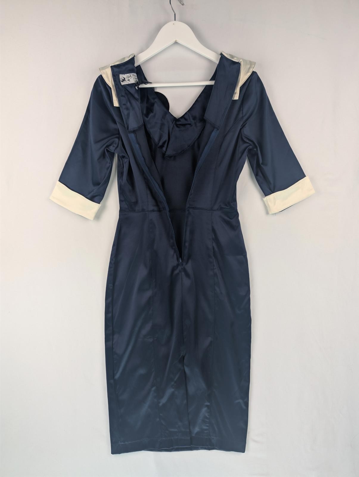 Hell bunny Vixen NavyCream Satin Dress Size XS UK 8 image 8